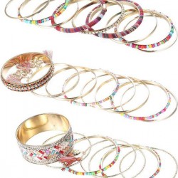 Bangle Stackable Bracelet Set For Women Layering Statement Bead Wrap Bangle Bohemian Indian Colorful Bracelet Fashion